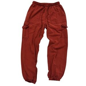 7 For All Mankind Cargo Jogger Pants Rust Orange Drawstring Elastic Waist Size S